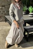 Paloma Bubble Hem Midi Skirt Stone